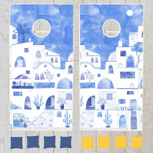 Santorini Greek Island Watercolor Cornhole Set