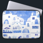 Santorini Greek Island Watercolor Laptop Sleeve<br><div class="desc">Watercolor blue and white townscape painting based on the Greek island of Santorini.  Original art by Nic Squirrell.</div>