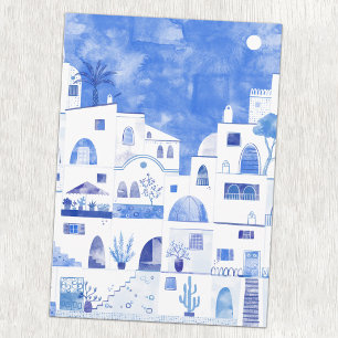 Santorini Greek Island Watercolor Note Card