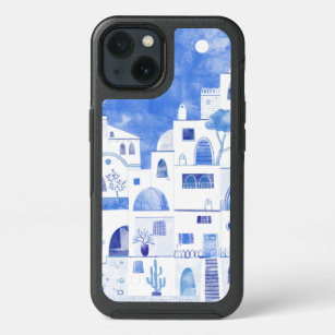 Santorini Greek Island Watercolor iPhone 13 Case