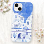 Santorini Greek Island Watercolor Personalized Case-Mate iPhone 14 Case
