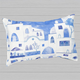 Santorini Greek Island Watercolor Pet Bed