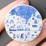 Santorini Greek Island Watercolor Townscape PopSocket<br><div class="desc">A blue and white watercolor painting of the village of Oia on the Greek island of Santorini.  Original art by Nic Squirrell.</div>