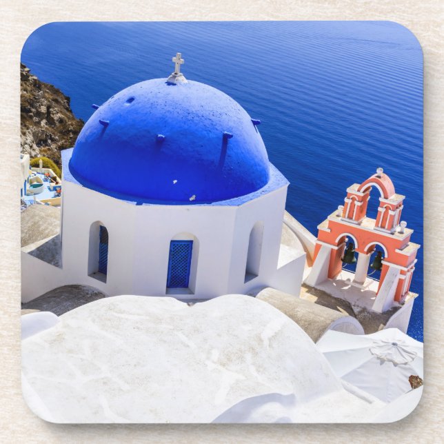 Santorini, Greek Islands holiday Beverage Coaster (Front)