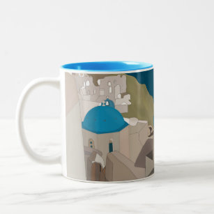 Santorini Greek Islands Two-Tone Coffee Mug