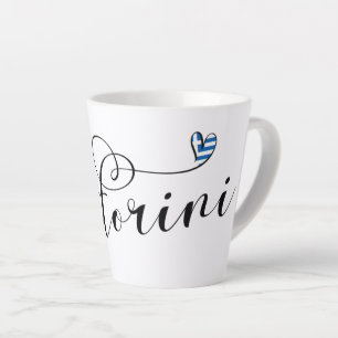 Santorini Heart In Flag, Greece, Thira Latte Mug