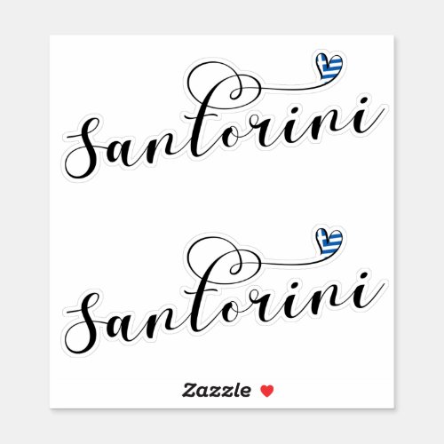 Santorini Heart In Flag Greece Thira Sticker