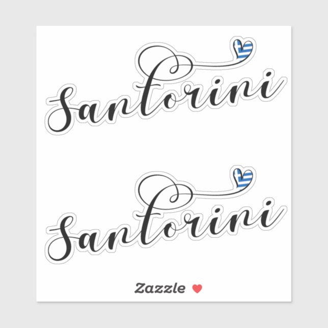 Santorini Heart In Flag, Greece, Thira Sticker (Sheet)
