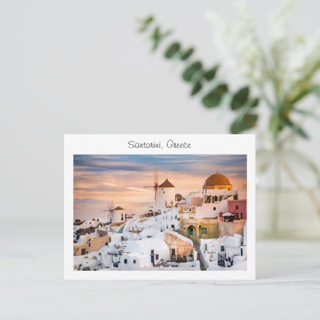 Santorini in Greece Postcard (Standing Front)