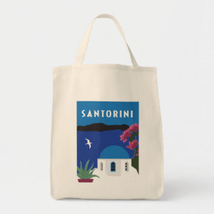 Santorini in Greece vintage style colorful Tote Bag