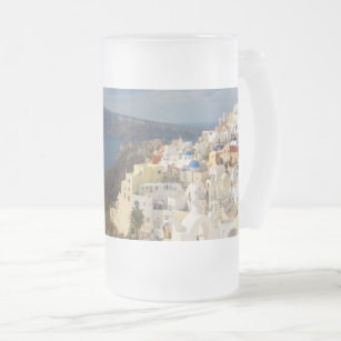 Santorini in the Afternoon Sun Frosted Glass Beer Mug