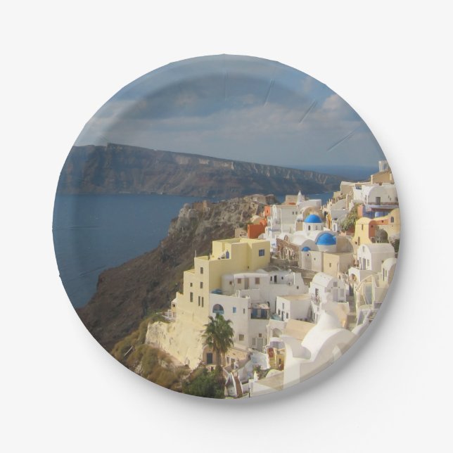 Santorini in the Afternoon Sun Paper Plates (Front)