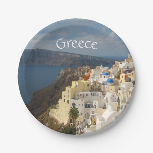 Santorini in the Afternoon Sun Paper Plates