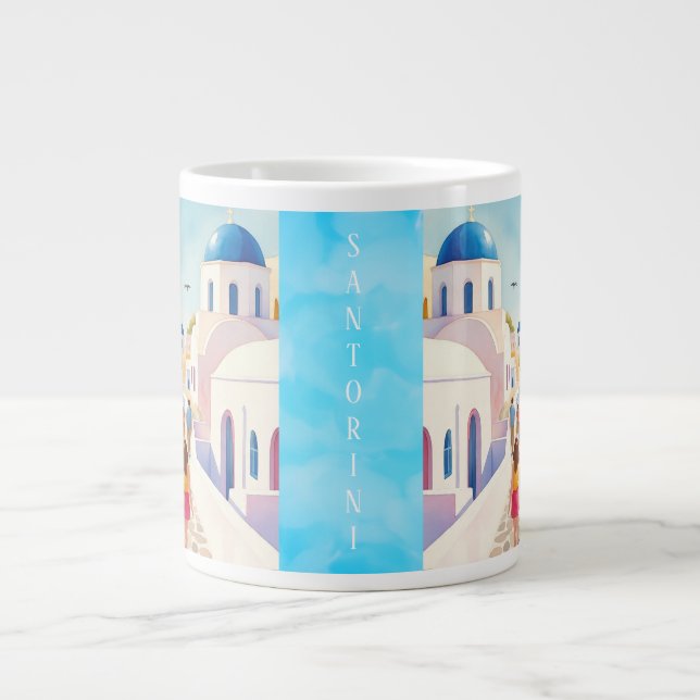 Santorini is the Perfect Romantic Getaway Destinat Giant Coffee Mug (Front)