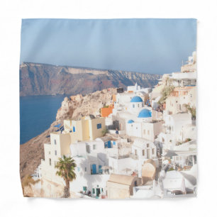 Santorini Island Bliss #3 #wall #art Bandana