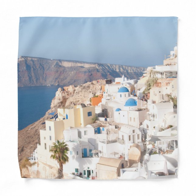 Santorini Island Bliss #3 #wall #art  Bandana (Front)