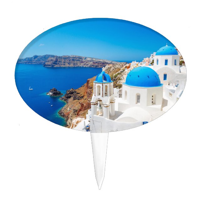 Santorini Island - Caldera, Greece Cake Topper (Front)