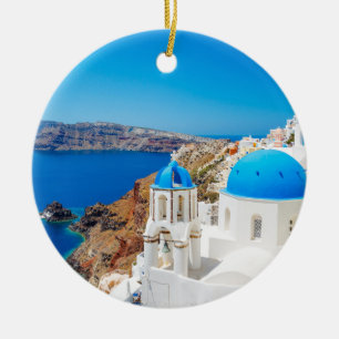 Santorini Island - Caldera, Greece Ceramic Ornament