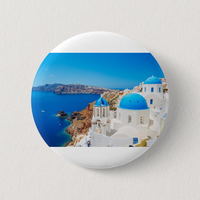 Santorini Island - Caldera, Greece Pinback Button (Front)