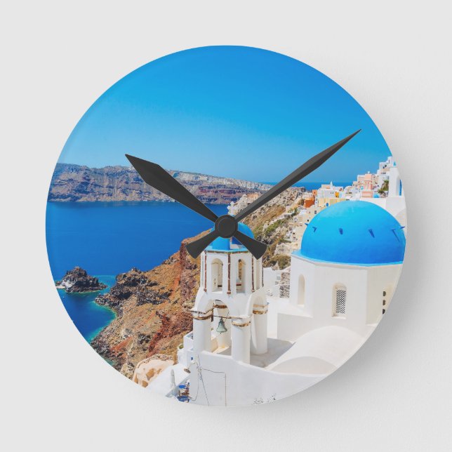 Santorini Island - Caldera, Greece Round Clock (Front)