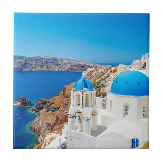 Santorini Island - Caldera, Greece Tile | Zazzle