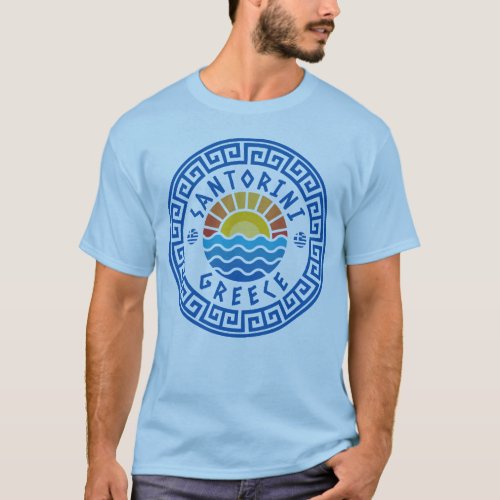 Santorini Island Greece _ Light Blue Mens T_Shirt