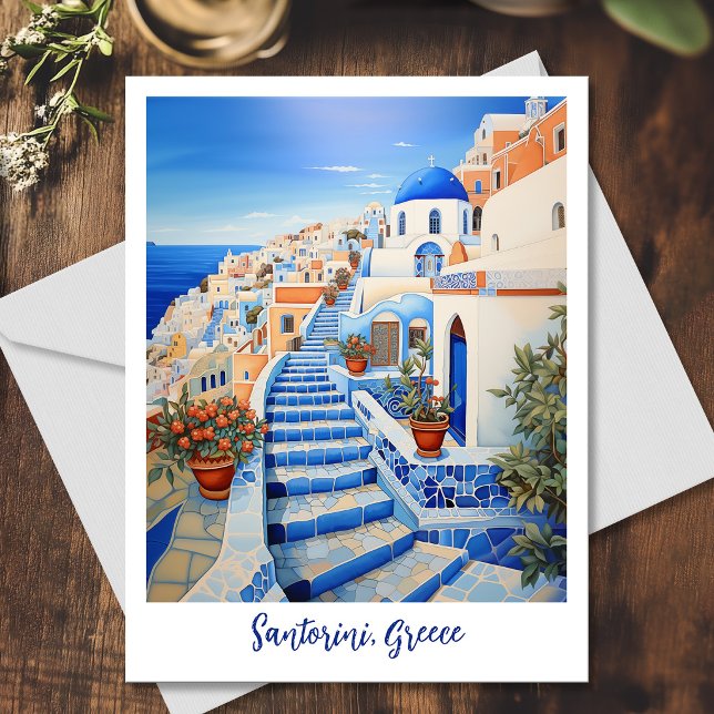 Santorini Island Illustration | Travel Art Postcard (Santorini Island Illustration | Travel Art Postcard)
