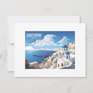 Santorini Island in Greece Travel Postcard