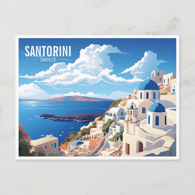 Santorini Island in Greece Travel Postcard (Front)