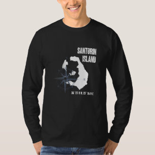 Santorini Island Mediterranean Sea Coordinates Map T-Shirt
