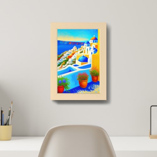 Santorini island view art framed art