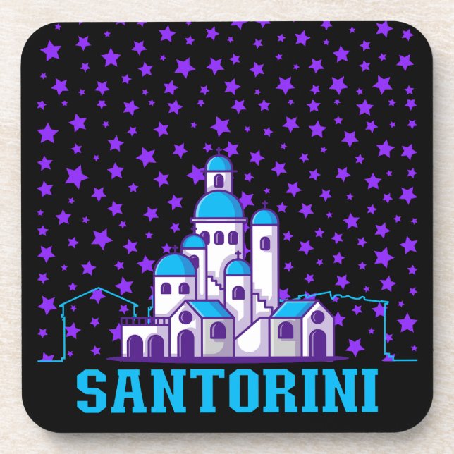 Santorini Memory.b Beverage Coaster (Front)