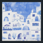 Santorini Modern Watercolor Faux Canvas Print<br><div class="desc">Watercolor painting of gorgeous Oia on Santorini in Greece.
Original art by Nic Squirrell.</div>