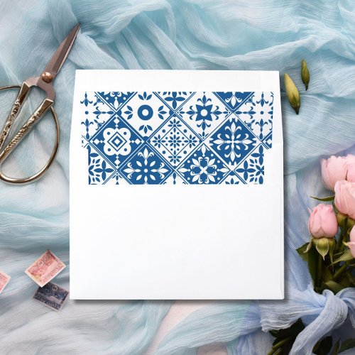 Santorini Musical Blue Tile Mediterranean  Envelope Liner