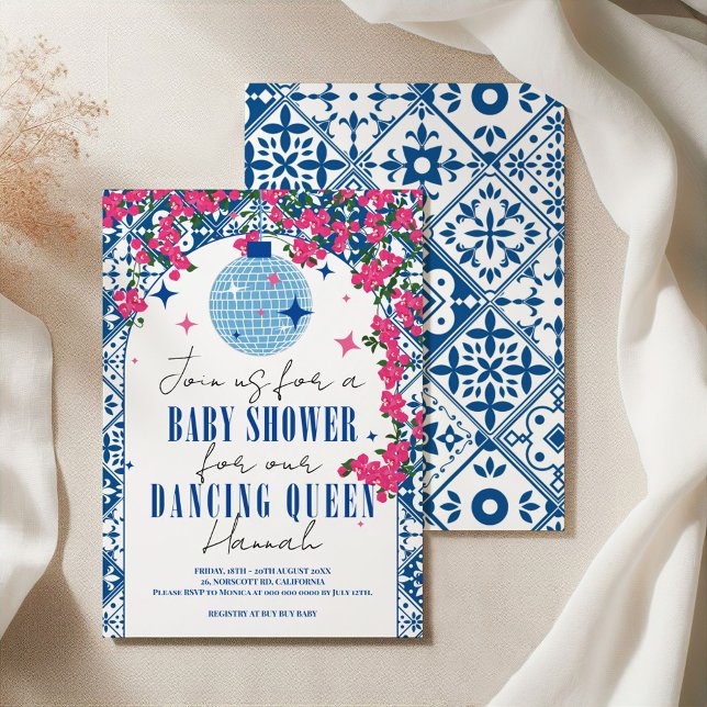 Santorini Musical Bougainvillea baby shower Invitation (Creator Uploaded)