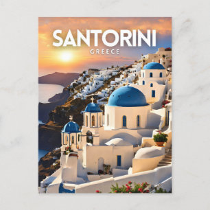 Santorini Nostalgic Travel Postcard