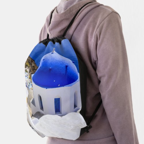 Santorini Oia Drawstring Bag