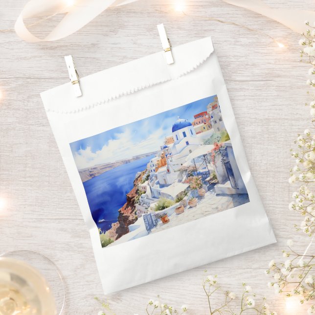 Santorini Oia Favor Bag (Clipped)