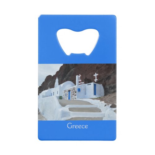 Santorini Oia Greece   Credit Card Bottle Opener