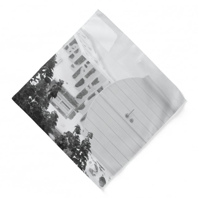 Santorini Oia in Black & White #4 #wall #art Bandana (Front)