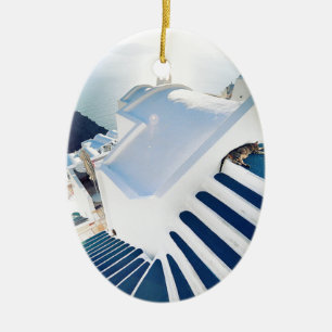 Santorini Oia Steps, Greece Ceramic Ornament
