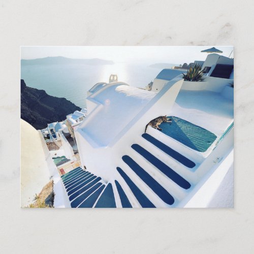Santorini Oia Steps Greece Postcard