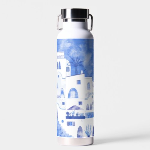 Santorini Oia Watercolor Water Bottle