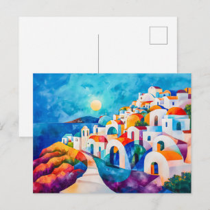 Santorini Pathway to the Sea Holiday Postcard