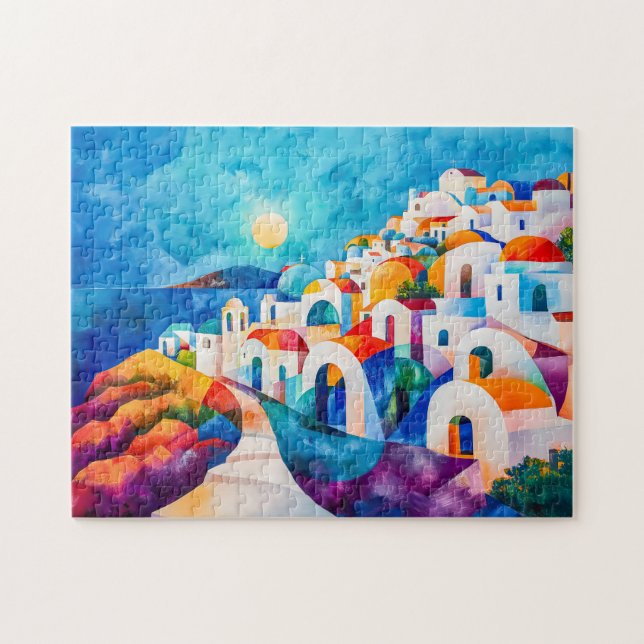 Santorini Pathway to the Sea Jigsaw Puzzle (Horizontal)