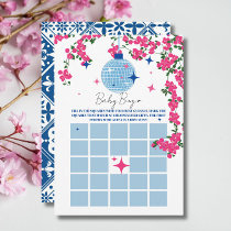 Santorini Pink baby shower bingo Game card