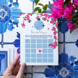 Santorini Pink bridal shower bingo Game card