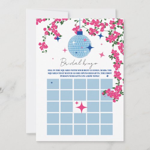 Santorini Pink bridal shower bingo Game card