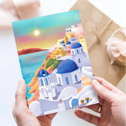 Santorini Print Greece Art Print Europe Travel Postcard