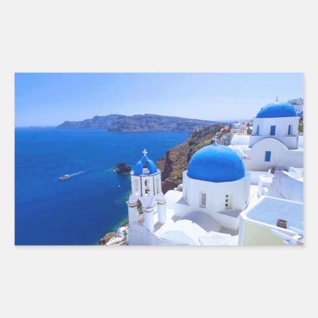 Santorini Rectangular Sticker (Front)